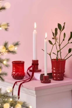 Lyhdyt Ja Kynttilänjalat^IB Laursen kynttilänjalka 6x6,5 cm punainen lasia