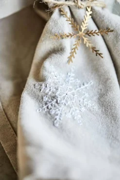 Keittiötekstiilit^IB Laursen lautasliina lumihiutale 40x40 cm pellava