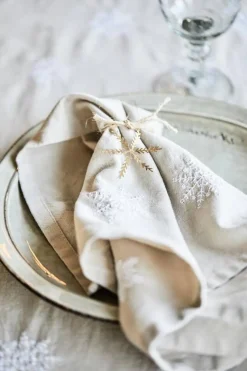 Keittiötekstiilit^IB Laursen lautasliina lumihiutale 40x40 cm pellava