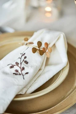 Keittiötekstiilit^IB Laursen lautasliina oksa 40x40 cm luonnonvalkoinen