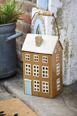 Lyhdyt Ja Kynttilänjalat^IB Laursen talolyhty Nyhavn puukahvalla turkoosi ovi