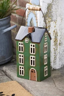 Lyhdyt Ja Kynttilänjalat^IB Laursen talolyhty Nyhavn puukahvalla ruskea ovi