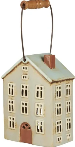 Lyhdyt Ja Kynttilänjalat^IB Laursen talolyhty Nyhavn puukahvalla ruskea ovi