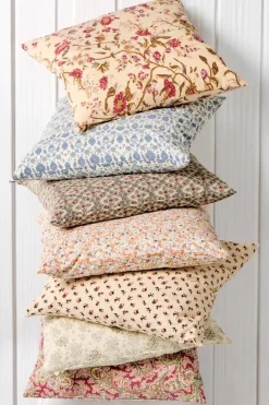 Sisustustekstiilit^IB Laursen tyynynpäällinen Anette kukat oranssi/sininen