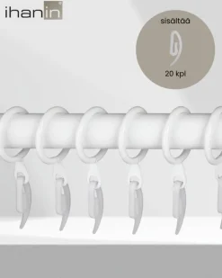 Verhot Ja Verhotarvikkeet^Ihanin rypytysnauhakoukku valkoinen 20 kpl