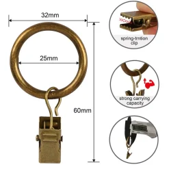 Verhot Ja Verhotarvikkeet^Ihanin verhorenkaat nipistimellä 25/32 mm antiikkimessinki