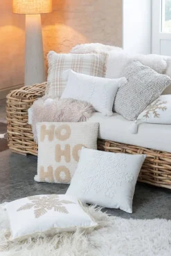 Sisustustekstiilit^ Koristetyyny Snoflake 45x45 cm valkoinen/beige