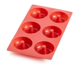 Paistoastiat^Lekue donitsivuoka 6 kpl silikonia punainen