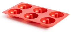 Paistoastiat^Lekue donitsivuoka 6 kpl silikonia punainen