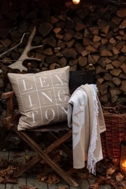 Sisustustekstiilit^Lexington huopa kierrätettyä puuvillaa beige-valkoinen