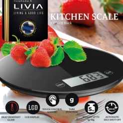 Keittiötarvikkeet^Livia keittiövaaka pyöreä musta