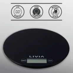 Keittiötarvikkeet^Livia keittiövaaka pyöreä musta