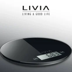 Keittiötarvikkeet^Livia keittiövaaka pyöreä musta