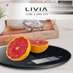 Keittiötarvikkeet^Livia keittiövaaka pyöreä musta