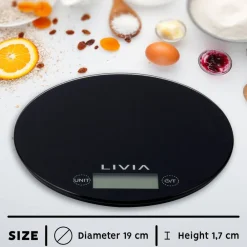Keittiötarvikkeet^Livia keittiövaaka pyöreä musta