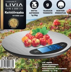 Keittiötarvikkeet^Livia keittiövaaka pyöreä rst