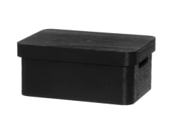 Säilytyskorit Ja Laatikot|Ruoansäilytys Ja Järjestys^4Living puulaatikko kannella 30x21x13 cm musta