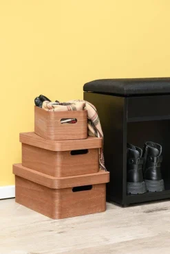 Säilytyskorit Ja Laatikot|Ruoansäilytys Ja Järjestys^4Living puulaatikko kannella 25x17x11 cm ruskea