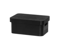 Säilytyskorit Ja Laatikot|Ruoansäilytys Ja Järjestys^4Living puulaatikko kannella 25x17x11 cm musta