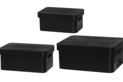 Säilytyskorit Ja Laatikot|Ruoansäilytys Ja Järjestys^4Living puulaatikko kannella 25x17x11 cm musta