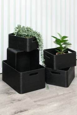 Säilytyskorit Ja Laatikot|Ruoansäilytys Ja Järjestys^4Living puulaatikko 32x24x16,5 cm musta