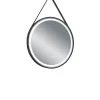 Kellot Ja Peilit^Mirrors and More peili Finchen LED-valolla Ø60 cm musta nahk