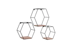 Hyllyt Ja Telineet|Huonekalut^Mirrors and More seinähylly Chiara musta/puu 3-pack