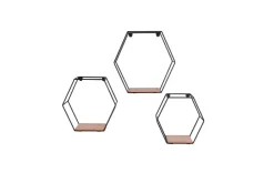 Hyllyt Ja Telineet|Huonekalut^Mirrors and More seinähylly Chiara musta/puu 3-pack