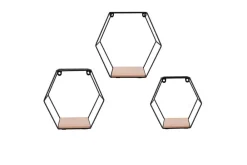 Hyllyt Ja Telineet|Huonekalut^Mirrors and More seinähylly Chiara musta/puu 3-pack