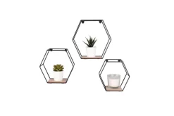 Hyllyt Ja Telineet|Huonekalut^Mirrors and More seinähylly Chiara musta/puu 3-pack