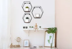 Hyllyt Ja Telineet|Huonekalut^Mirrors and More seinähylly Chiara musta/puu 3-pack