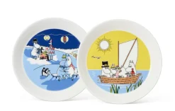 Astiat^Moomin Arabia Sesonki lautassetti 19 cm Talvinuotio & Purjeh