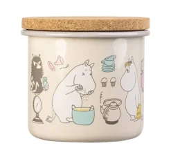 Ruoansäilytys Ja Järjestys^Muumi emalipurkki korkkikannella Bon Appétit 1,3 L