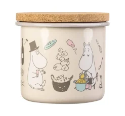 Ruoansäilytys Ja Järjestys^Muumi emalipurkki korkkikannella Bon Appétit 1,3 L