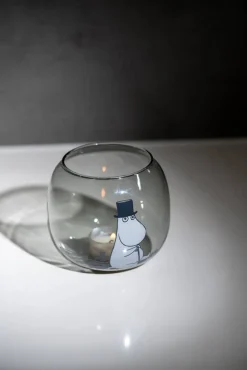 Lyhdyt Ja Kynttilänjalat^Muurla Muumi kynttilälyhty Muumipappa harmaa 9,5 cm