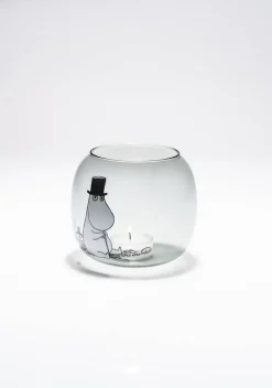 Lyhdyt Ja Kynttilänjalat^Muurla Muumi kynttilälyhty Muumipappa harmaa 9,5 cm