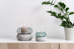 Maljakot Ja Ruukut^Muurla Rinkeli kynttilälyhty/maljakko harmaa 18,5 cm