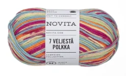 Kankaat Ja Käsityötarvikkeet^Novita 7 Veljestä lanka Polkka 100 g konfetti 8041