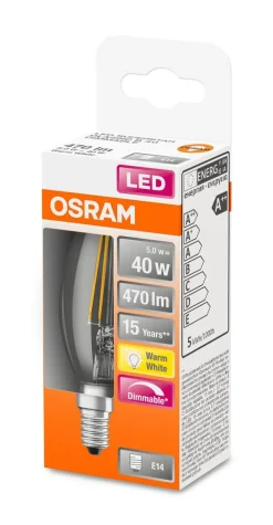 Lamput Ja Valaisintarvikkeet^Osram LED kynttilälamppu 470lm 2700K E14 DIM