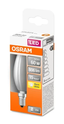 Lamput Ja Valaisintarvikkeet^Osram LED kynttilälamppu 806lm 2700K E14
