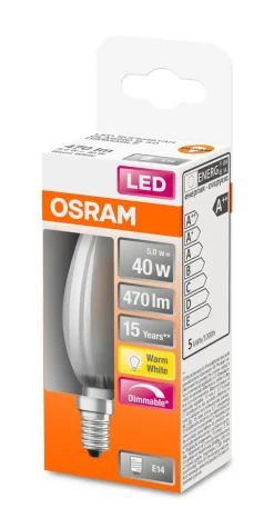Lamput Ja Valaisintarvikkeet^Osram LED kynttilälamppu 470lm 2700K E14 DIM