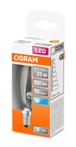Lamput Ja Valaisintarvikkeet^Osram LED kynttilälamppu 2,5W/840 230V FIL E14 FS1
