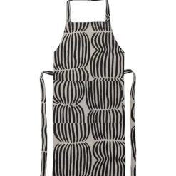 Keittiötekstiilit^Pentik esiliina Vilja 85x90 cm puuvilla-pellava musta