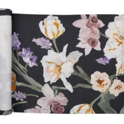 Keittiötekstiilit^Pentik kaitaliina Helmililja 43x160 cm t.harmaa