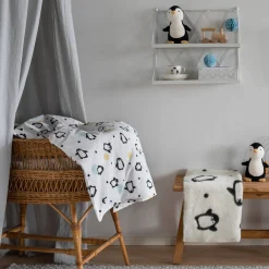 Lastenhuone|Vuodetekstiilit^Pentik Pingviini pussilakanasetti musta 85x125 cm + 36x46 cm