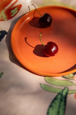 Keittiötekstiilit^Pentik pöytäliina Huvila 145x250 cm v.oranssi