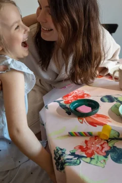 Keittiötekstiilit^Pentik pöytäliina Huvila 145x250 cm v.oranssi