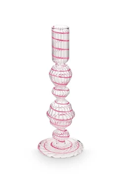 Lyhdyt Ja Kynttilänjalat^Pip Studio kynttilänjalka lasia Swirl M 22 cm Pink