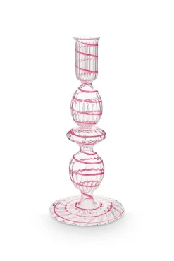 Lyhdyt Ja Kynttilänjalat^Pip Studio kynttilänjalka lasia Swirl S 20 cm Pink