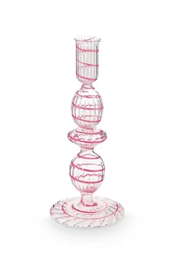 Lyhdyt Ja Kynttilänjalat^Pip Studio kynttilänjalka lasia Swirl S 20 cm Pink